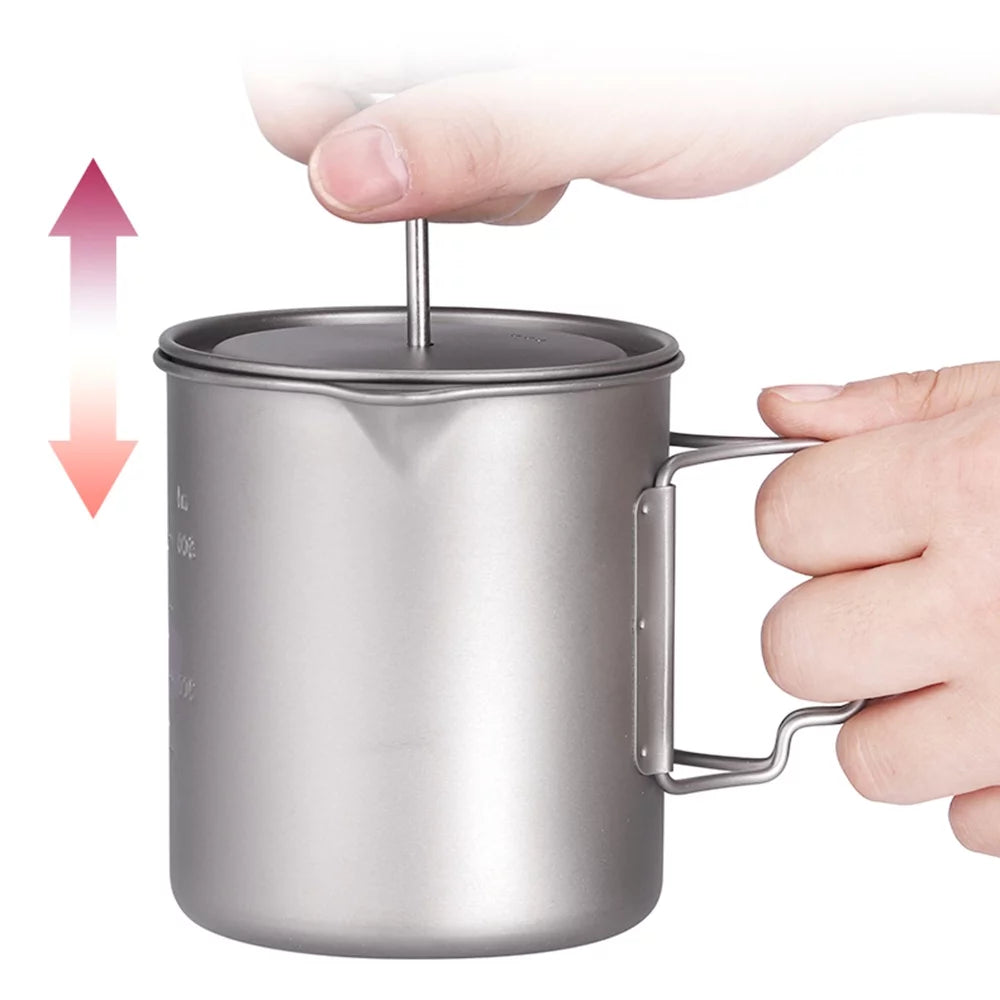 750ml Coffee Cup Mug French Press Pot with Folding Spoon Q840