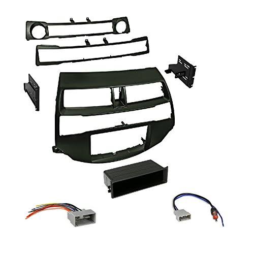 Double Single DIN Radio Install Dash Kit with Wire Harness E200