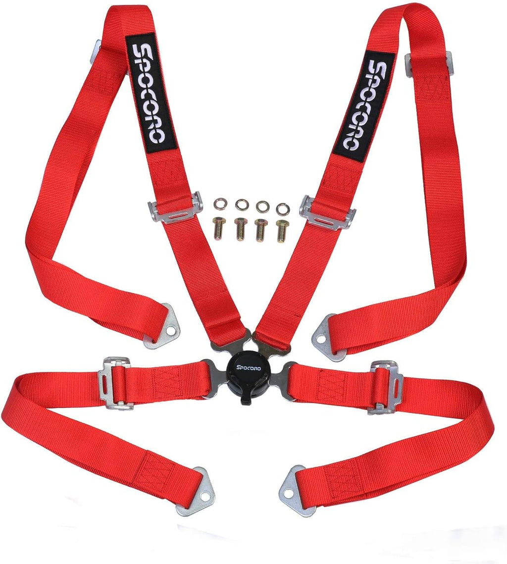 4 Point Racing Safety Harness 2 Nylon Straps Cam Lock Red Z9516