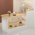 White Grey Wooden Cashier Counter with Storage Space B86752
