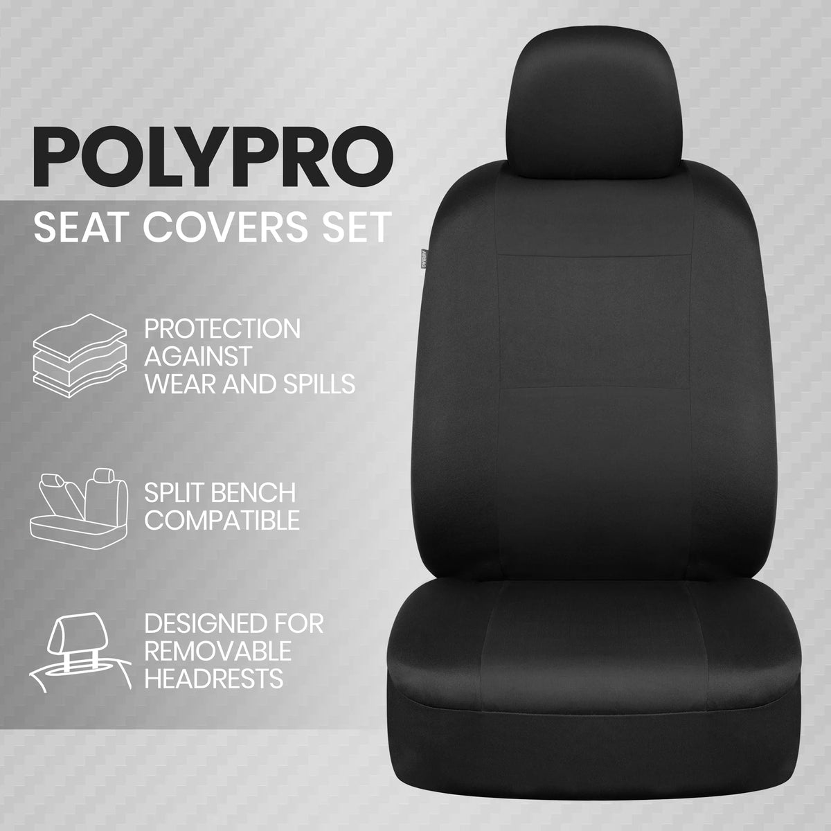 Black PolyPro Car Seat Covers Front Set B50293