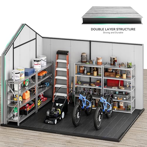 Gray 8x10 FT Outdoor Storage Shed with Lockable Door Y327963