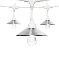 Classic LED Cafe Lights 12 Bulbs 24 ft. White Cord and 12 Stainless Steel Cage Shades A22509