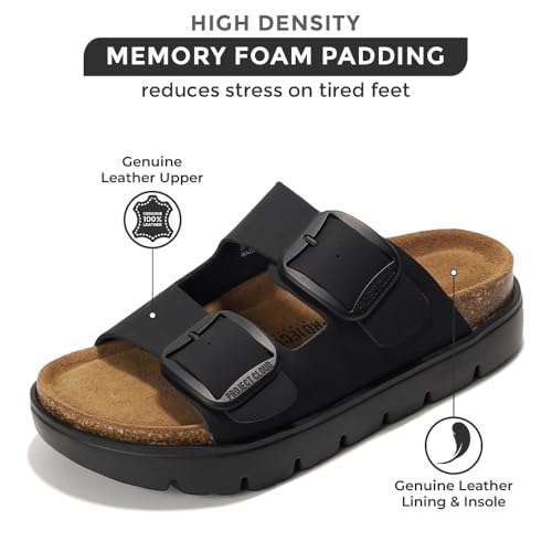 Genuine Leather Platform Sandals with Memory Foam Insole H778