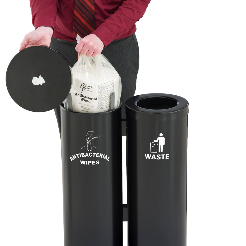 Antibacterial Wipe Dispenser and Garbage Can P9114