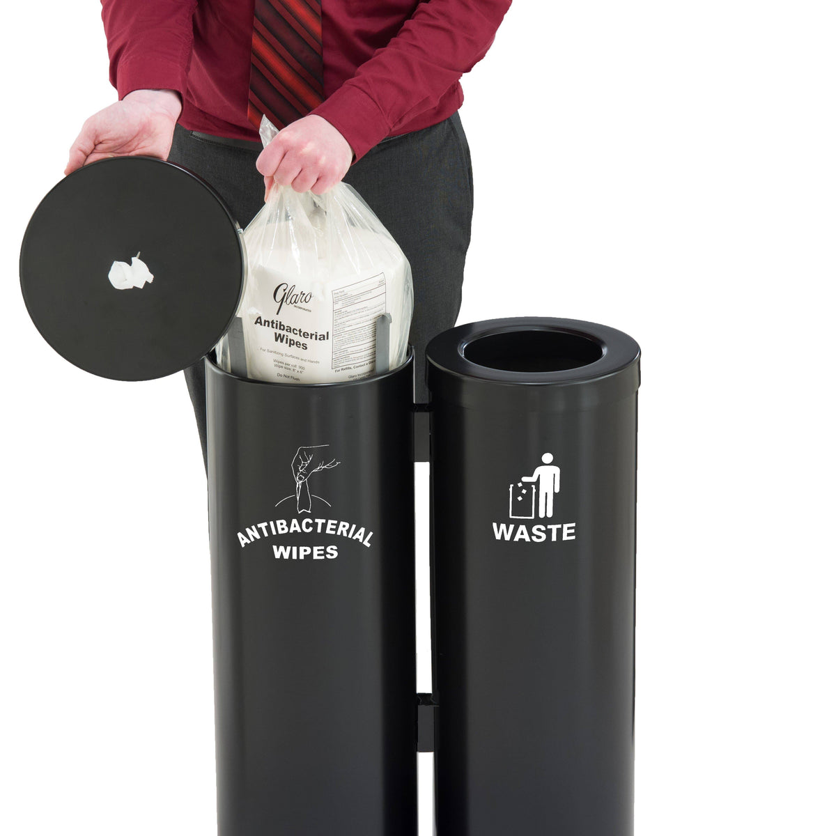 Antibacterial Wipe Dispenser and Garbage Can P9114