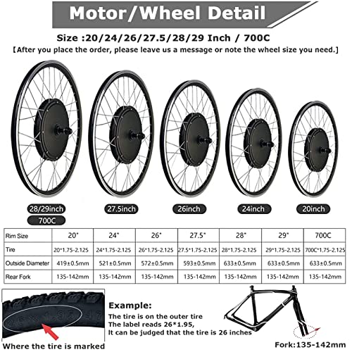 48V 1000W 1500W Electric Bicycle Conversion Kit, Rear Wheel Motor, Smart Controller, Twist Throttle X344448