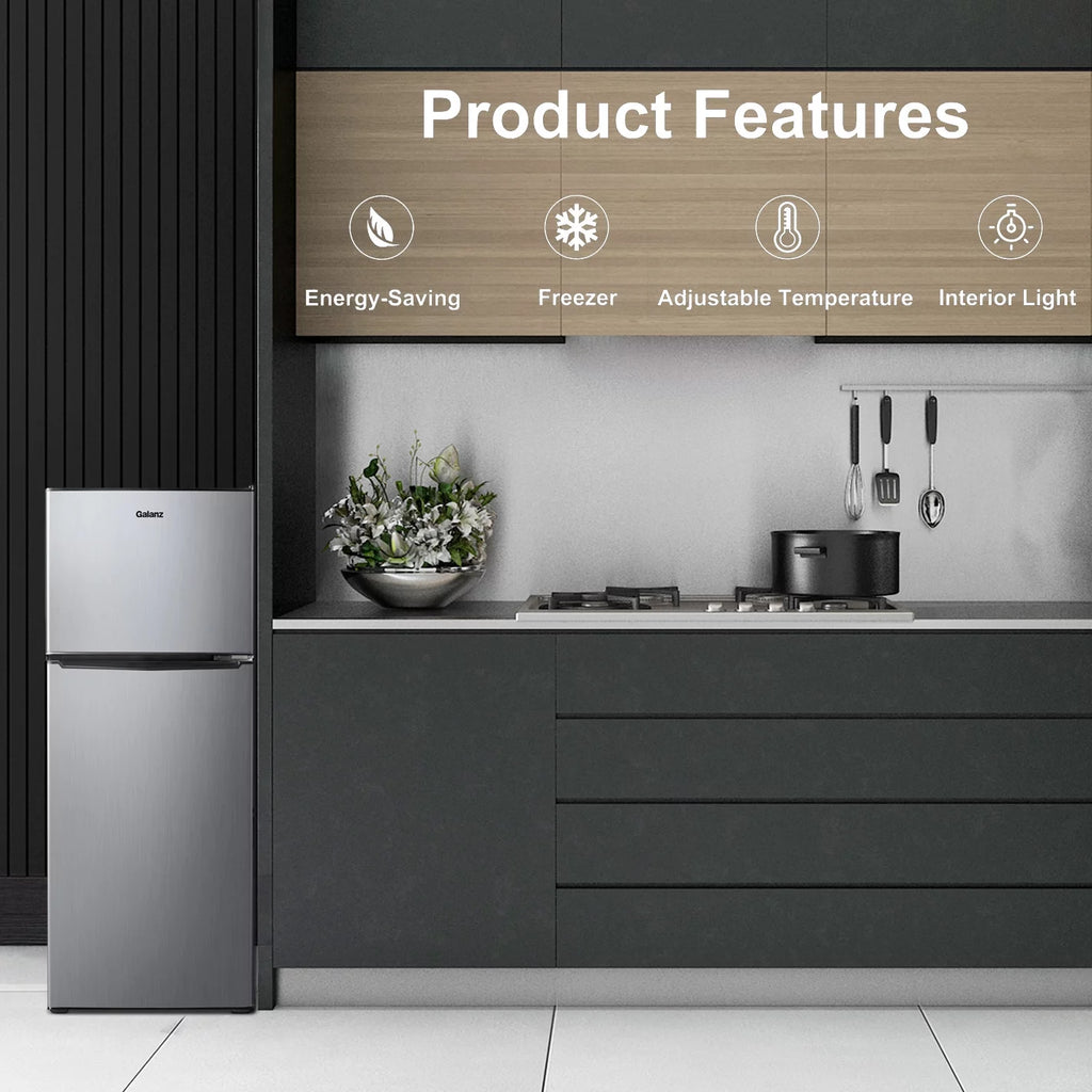 Stainless Steel Two Door Mini Refrigerator with Freezer W707