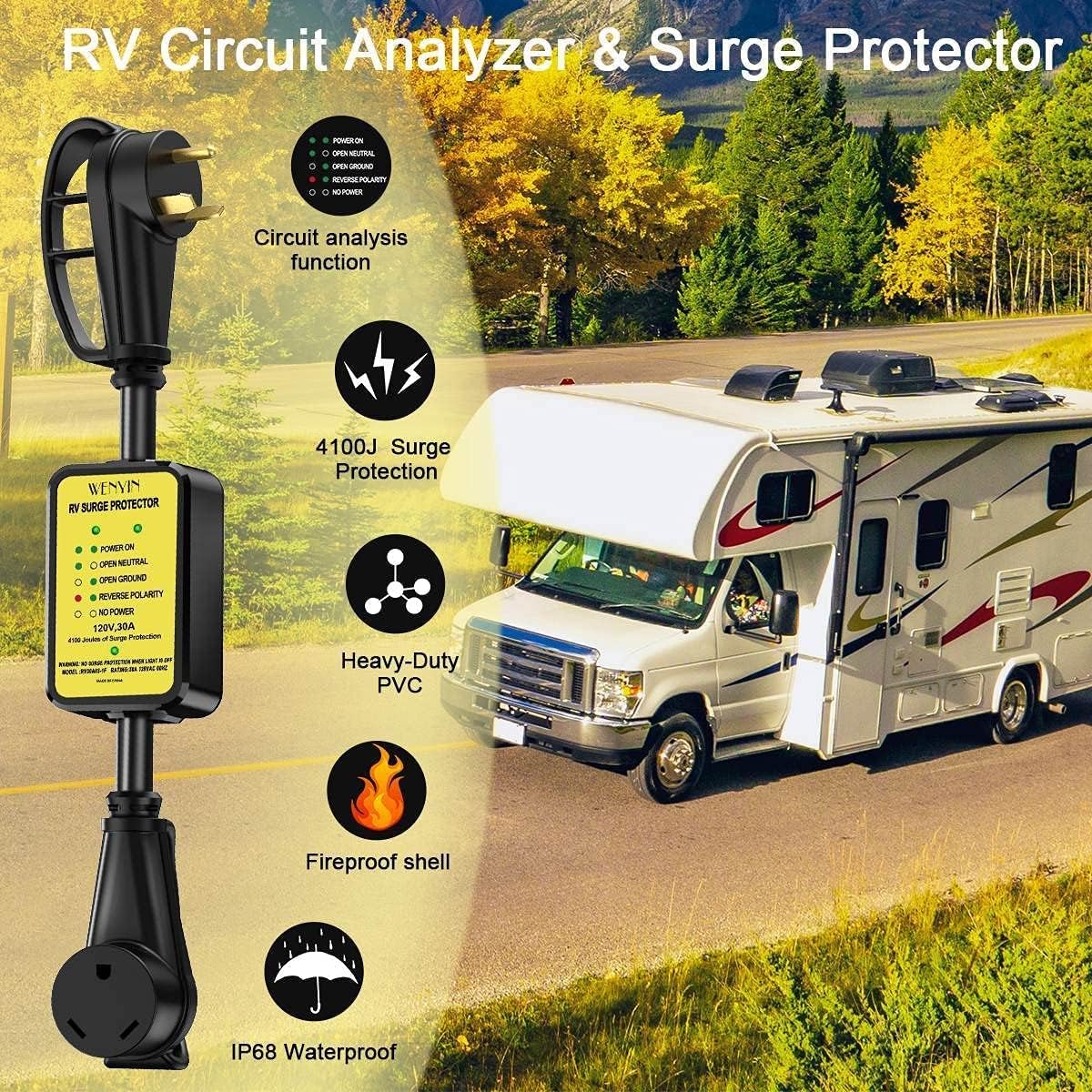 30 amp RV Surge Protector with LED Indicator Light H962