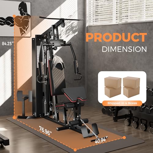 150LBS Weight Stack Home Gym Equipment with Pulley System O376903