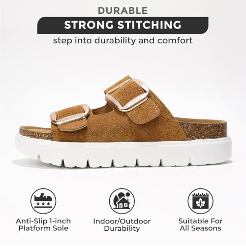 Genuine Leather Platform Sandals with Memory Foam Insole H778