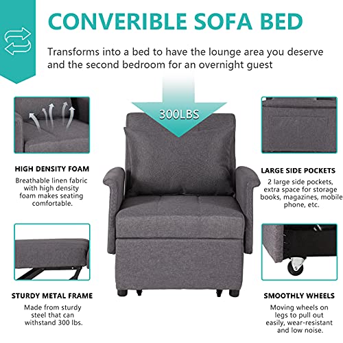 Black Sleeper Chair Bed Sofa with Pillow C309