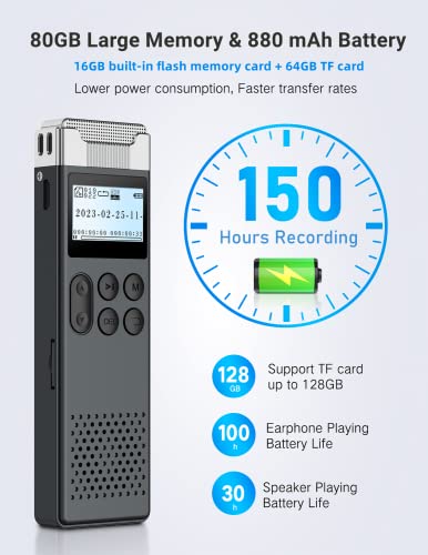 80GB Digital Voice Activated Recorder with Playback H1951