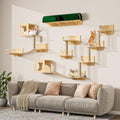 16 Pcs Pine Wooden Cat Wall Shelves with House Y3305