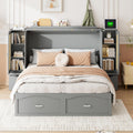 Gray Queen Size Murphy Bed with Storage Drawer and 2 Cabinets U657062