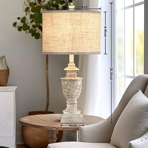 Set of 2 26" Rustic Resin Table Lamps with USB A/C Ports M3135