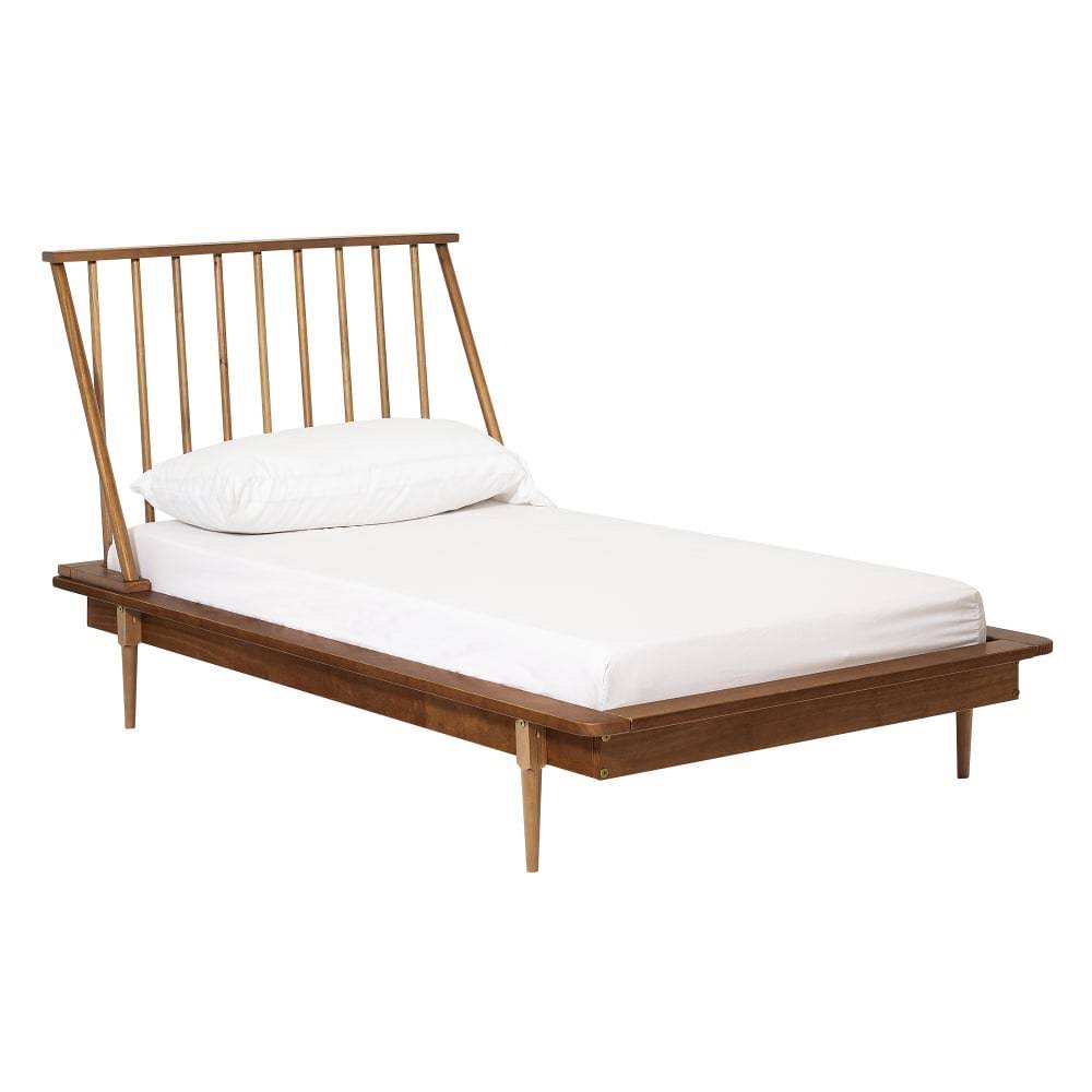 Twin Mid Century Solid Wood Spindle Bed O69373