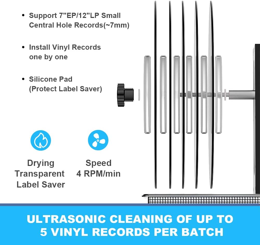 Gray Mechanical Vinyl Record Ultrasonic Cleaner with Records Bracket B234669