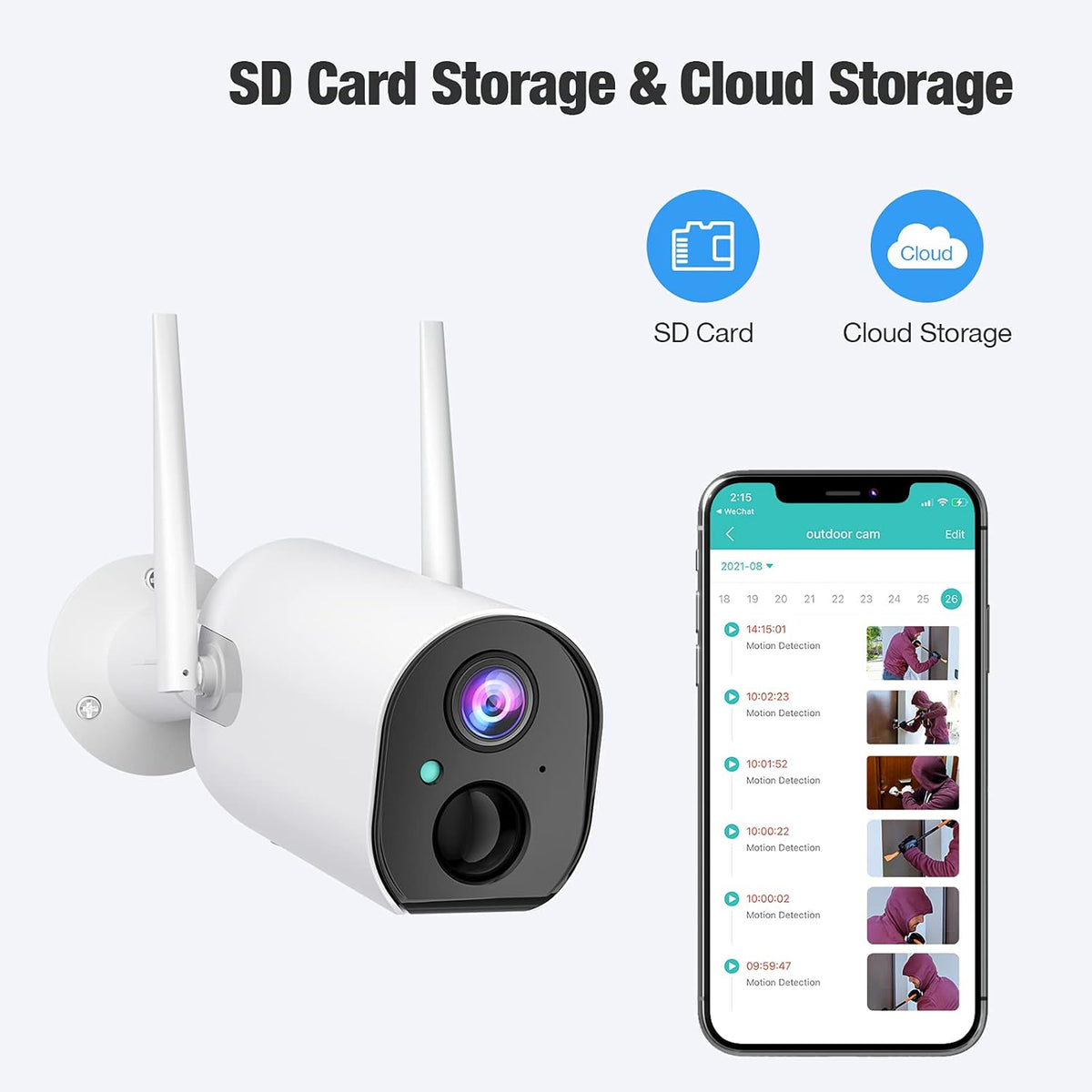 Wireless Outdoor Security Camera 1080P HD Rechargeable Battery Powered WiFi L524276