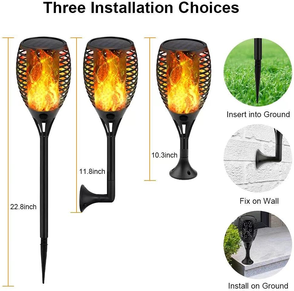 6 Pack Waterproof Solar Torch Light with Flickering Flame X114