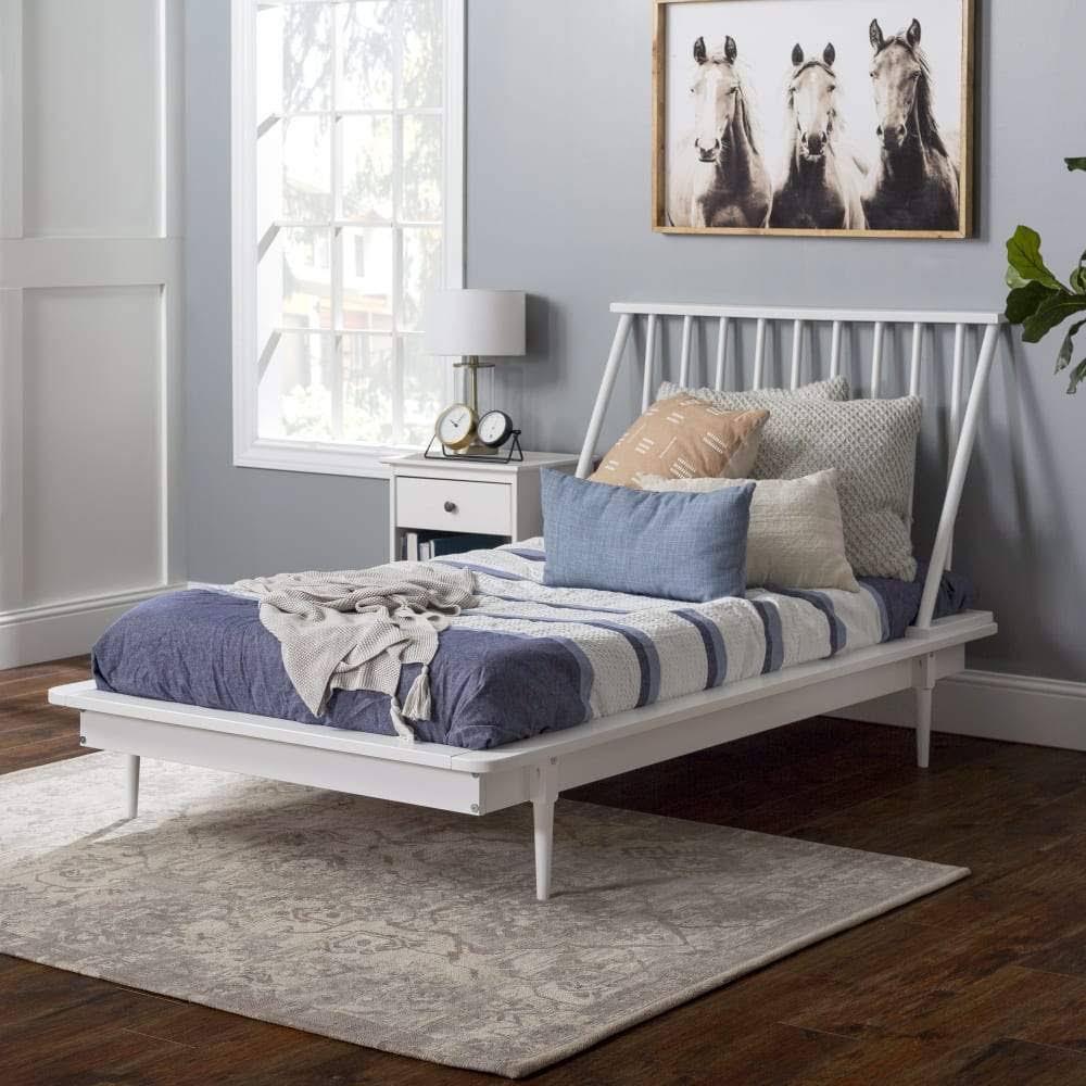 Twin Mid Century Solid Wood Spindle Bed O69373