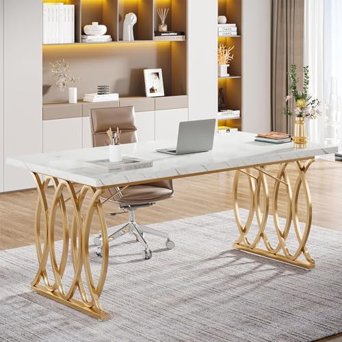 White 63" W Executive Desk Q34236