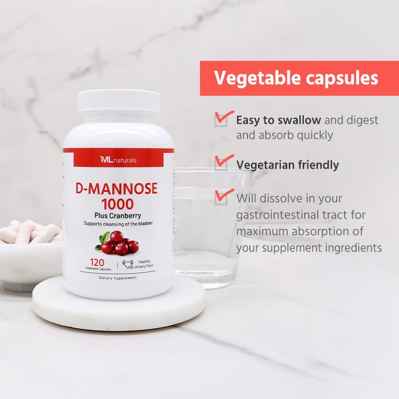 D-Mannose 1000 mg, Cranberry 2500 mg/serving, 120 Vegetable Capsule E64857