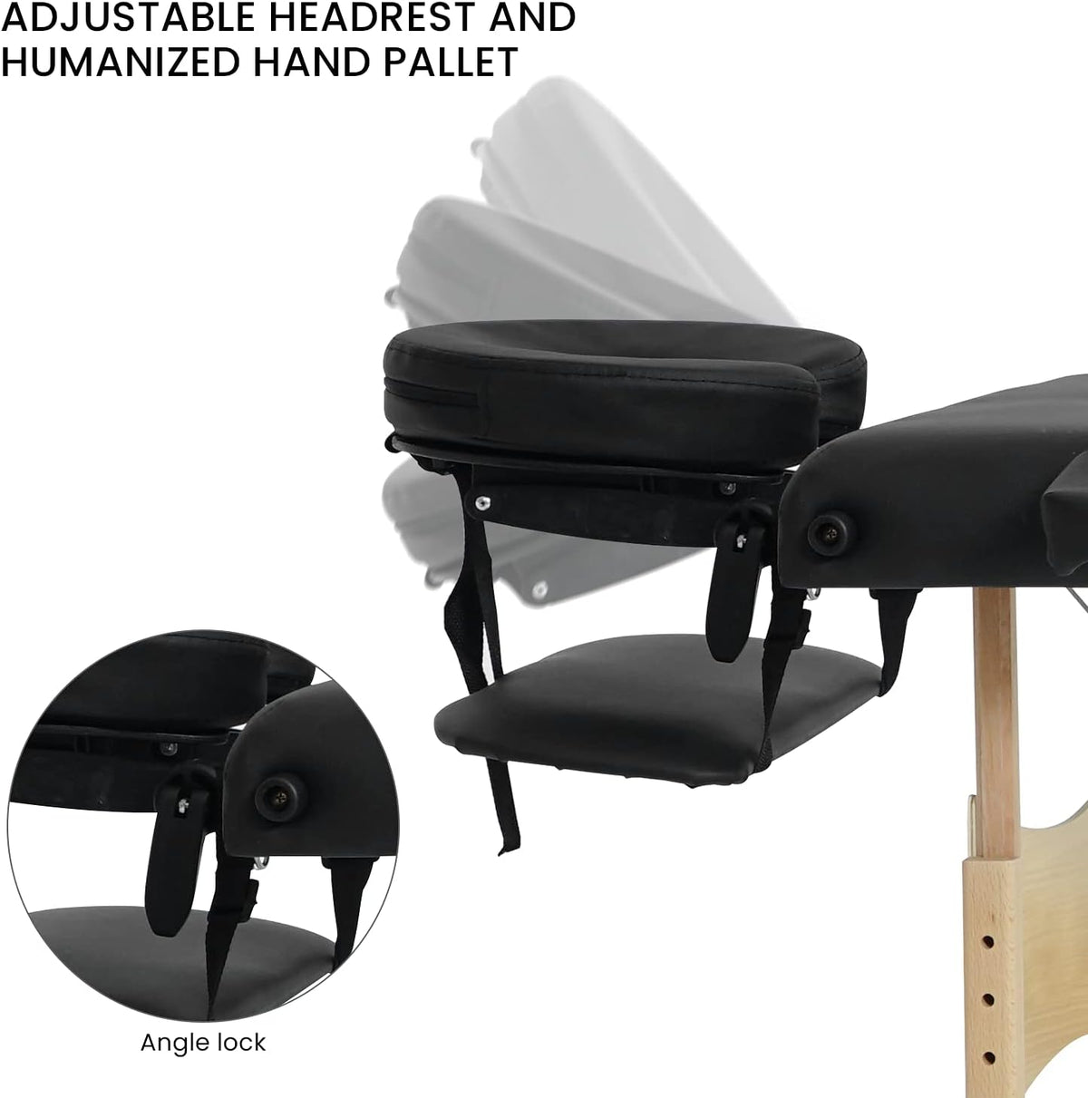 Black 3 Fold Portable Massage Bed with Carrying Case W611