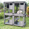Large Wooden Catio with Run on Wheels (grey) K748
