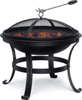 22in Cast Iron Wood Burning Fire Pit with Cooking Grill V353934