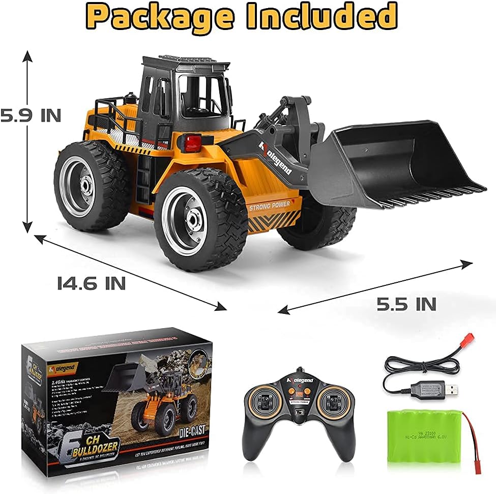Remote Control Bulldozer Toy Truck 1/18 Scale 4WD E2583