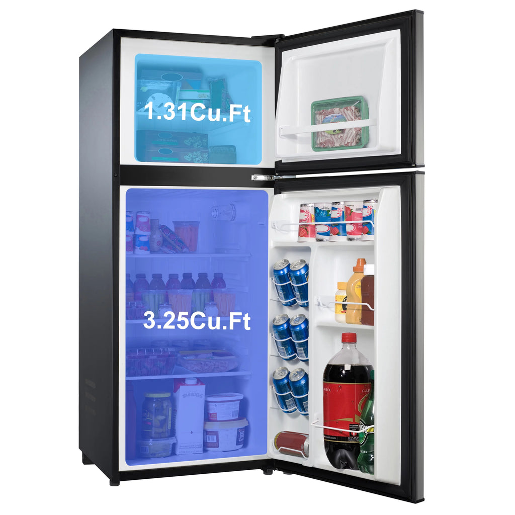 Stainless Steel Two Door Mini Refrigerator with Freezer W707