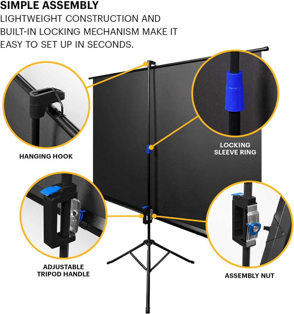 80” Portable Projection Screen with Tripod Stand and Carry Bag C989004