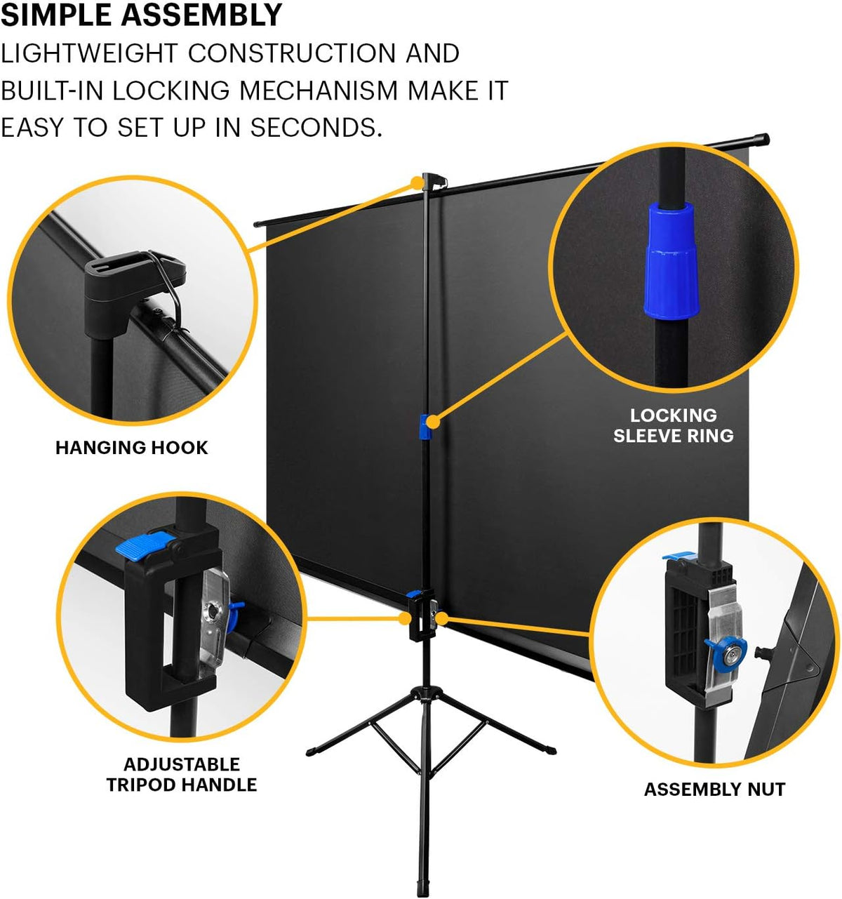 80” Portable Projection Screen with Tripod Stand and Carry Bag C989004
