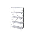 Antique White Black 5 Shelves Rectangular Bookcase S12831