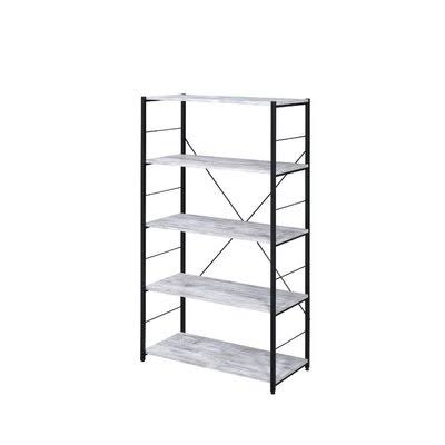 Antique White Black 5 Shelves Rectangular Bookcase S12831
