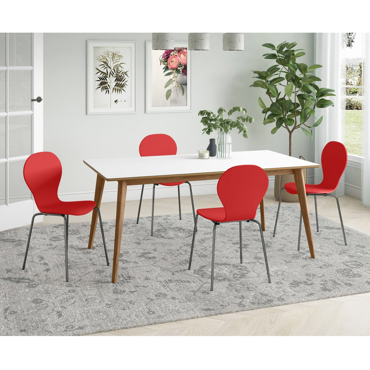 Black Mid Century Modern Dining Chair Set of 4 S22674