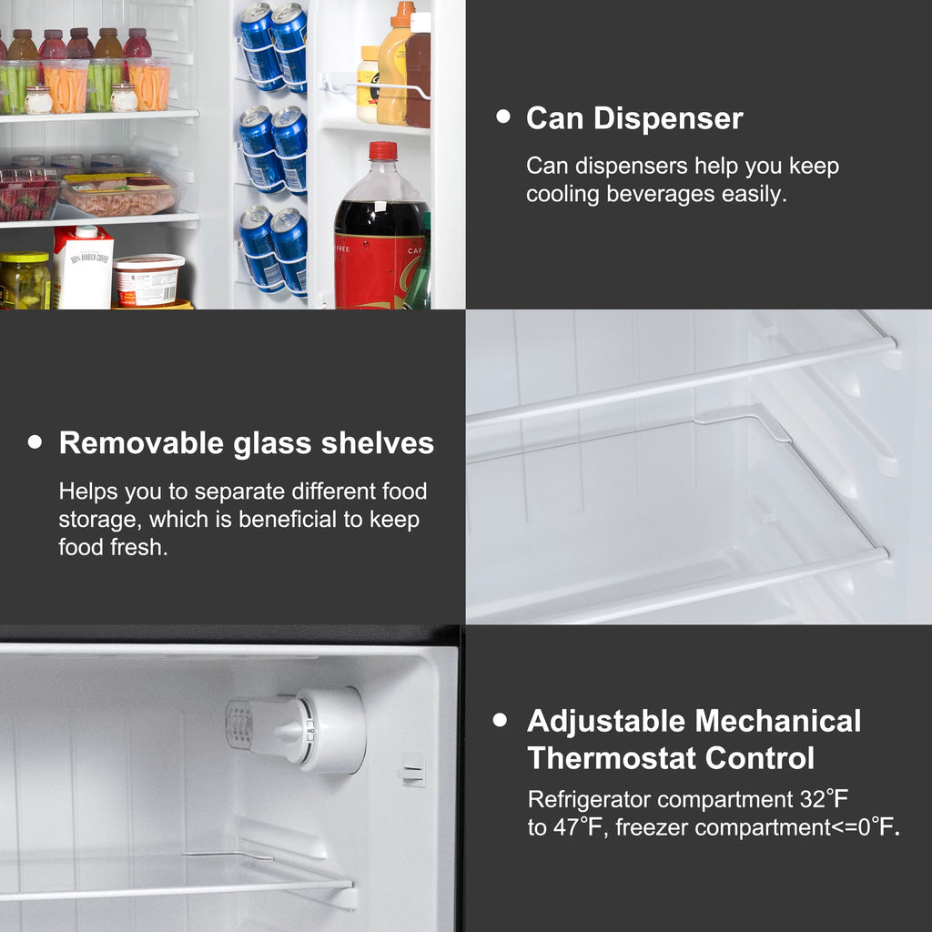Stainless Steel Two Door Mini Refrigerator with Freezer W707