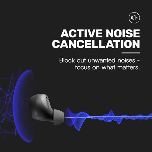 Carbon Black Bluetooth True Wireless in-Ear Earbuds with Active Noise Cancellation O99413