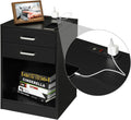 Black Nightstand with USB Port and Sliding Drawer D510570