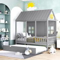 Gray Twin Size Wooden House Bed with Trundle D367616