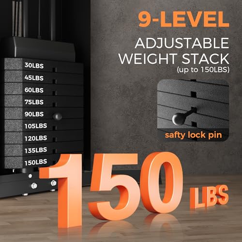 150LBS Weight Stack Home Gym Equipment with Pulley System O376903