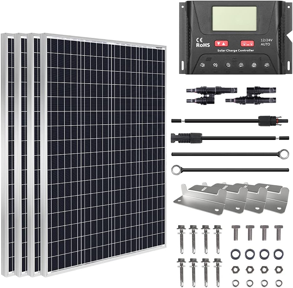 400 Watt 12 Volt Monocrystalline Solar Panel Kit with 30A PWM Charge Controller V98175