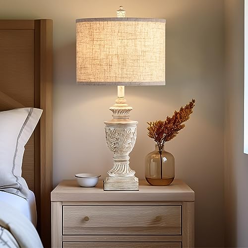 Set of 2 26" Rustic Resin Table Lamps with USB A/C Ports M3135