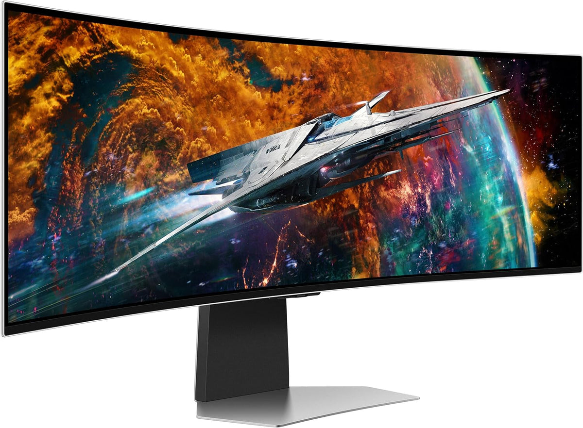 49" Curved OLED Gaming Monitor, Dual QHD, 240Hz, 0.03ms GTG, HDR10+, AMD FreeSync Premium Pro, Silver W45114