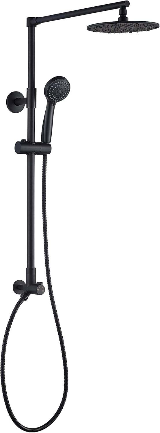 3-Setting Handheld Shower Combo with Slide Bar, 8 Shower Head (2.5 GPM Matte Black) G602181
