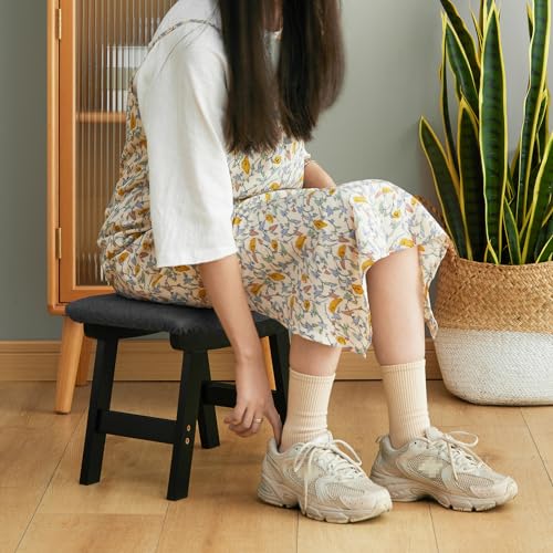 Bamboo Foot Stool with Orange Surface N330