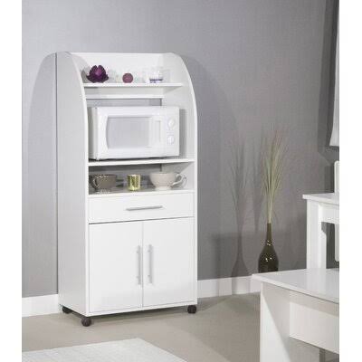 Pure White Microwave Kitchen Cart L32492