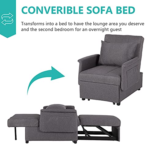 Black Sleeper Chair Bed Sofa with Pillow C309