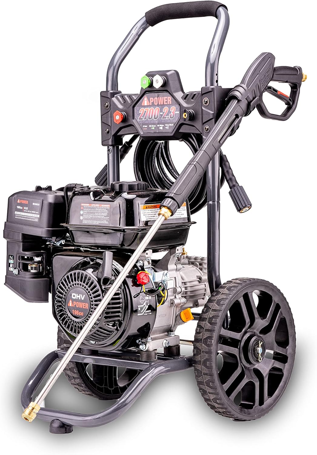 Gas Powered Pressure Washer 2700 PSI 2.3 GPM 7HP with 3 Nozzle Attachments X582